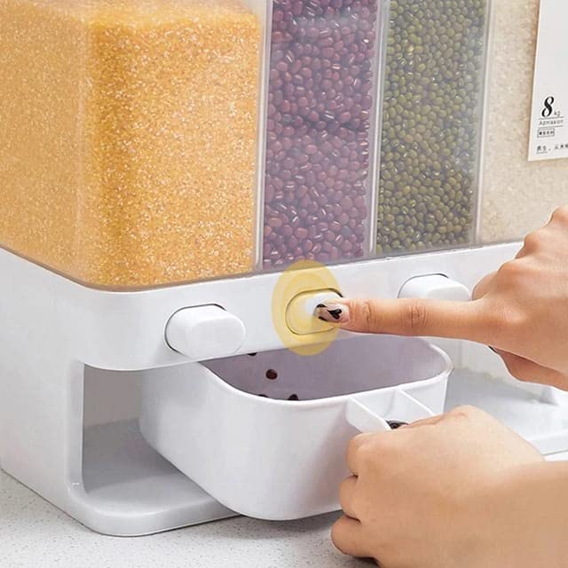 PREMVATI Whole Grains Rice Bucket Wall-Mounted Rice Storage Tank 4-Grid Storage Dry Food Dispenser for Home Storage Tank | 30 x